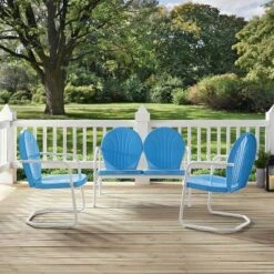 Griffith 3pc Outdoor Seating Set - Sky Blue - Crosley -Sunnydaze Decor Store GUEST 4fd2603d 79d9 43a5 bfac 39afb3ddc528