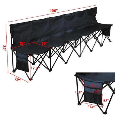 Yaheetech 6 Seats Portable Folding Bench For Sports Camping 4 Yaheetech 6 Seats Portable Folding Bench For Sports Camping - Image 2