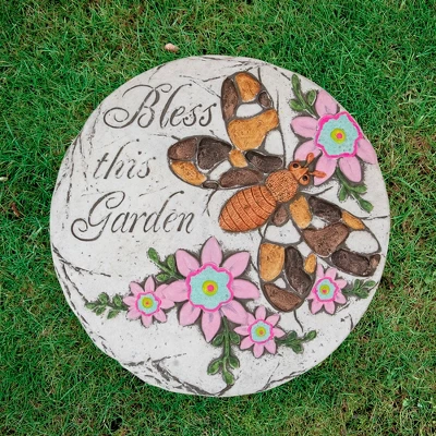 Northlight 10" Bless This Garden Outdoor Floral Garden Stone 3 Northlight 10" Bless This Garden Outdoor Floral Garden Stone
