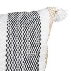 Tan & Black Tick Stripe 30X30 Oversized Filled Outdoor Pillow - Foreside Home & Garden -Sunnydaze Decor Store GUEST 51850fb7 c2aa 4082 ba94 2afcf66671f5