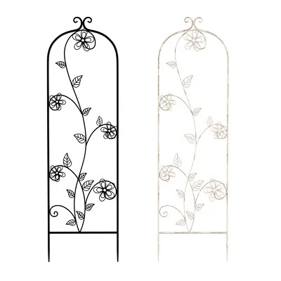 Garden Trellis- For Climbing Plants- Decorative Curving Flower Stem Metal Panel -For Vines, Roses, Vegetable Plants & Flowers By Pure Garden (Black) 3 Garden Trellis- For Climbing Plants- Decorative Curving Flower Stem Metal Panel -For Vines, Roses, Vegetable Plants & Flowers By Pure Garden (Black)