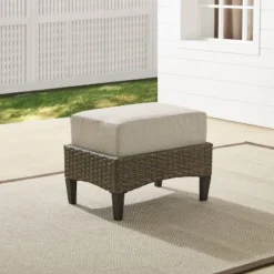 Rockport Outdoor Ottoman - Oatmeal/Light Brown - Crosley