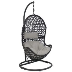 Sunnydaze Decor Sunnydaze Outdoor Resin Wicker Patio Cordelia Hanging Basket Egg Chair Swing With Cushion, Headrest, And Steel Stand Set- 3pc -Sunnydaze Decor Store GUEST 51cce6fd 16d2 4214 9af6 abaab3ddae97