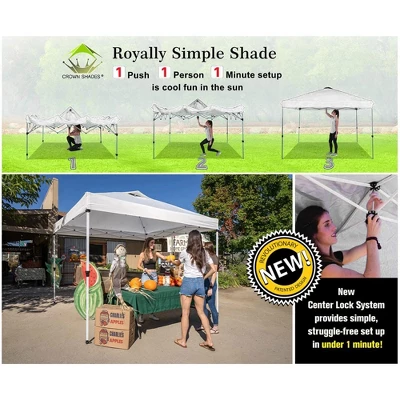 Crown Shades 10' X 10' Base Pop-Up Canopy Polyester Adjustable Legs Instant Folding Canopy Tent With Sidewall And Carry Bag, White 3 Crown Shades 10' X 10' Base Pop-Up Canopy Polyester Adjustable Legs Instant Folding Canopy Tent With Sidewall And Carry Bag, White