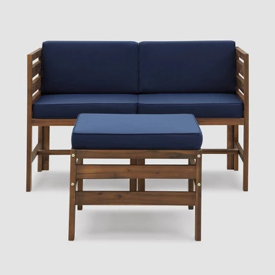 3pc Modular Acacia Wood Patio Chat Set With Cushions - Saracina Home 6 3pc Modular Acacia Wood Patio Chat Set With Cushions - Saracina Home - Image 4