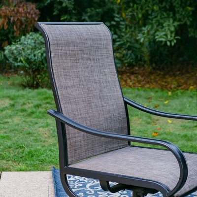 7pc Outdoor Dining Set With Swivel Sling Chairs & Large Metal Rectangle Table With Umbrella Hole - Gray - Captiva Designs 9 7pc Outdoor Dining Set With Swivel Sling Chairs & Large Metal Rectangle Table With Umbrella Hole - Gray - Captiva Designs - Image 7