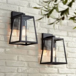 John Timberland Arrington Modern Outdoor Wall Lights Fixtures Set Of 4 Mystic Black 13" Clear Glass For Post Exterior Barn Deck House Porch Yard Patio -Sunnydaze Decor Store GUEST 5356cd4a c81f 407e b6e0 93b1f82c10b8