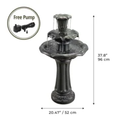 Teamson Home Outdoor Lily Flower Stone 3-Tier Waterfall Fountain, Gray -Sunnydaze Decor Store GUEST 53b3712b 4100 417e 9a39 f704e14d907b