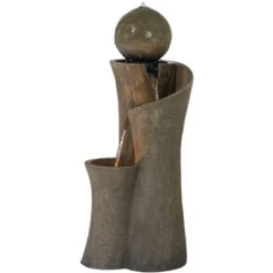 John Timberland Modern Sphere Curve Zen Outdoor Floor Water Fountain 39 1/2" With LED Light For Exterior Garden Yard Lawn -Sunnydaze Decor Store GUEST 53e21d99 ddf9 4f1e b03c b825481c54df