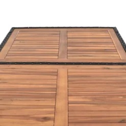 7pc Outdoor Wicker Dining Set With Acacia Wood Tabletop & Cushions - Beige - GODEER -Sunnydaze Decor Store GUEST 53e5ae22 8ee1 4c92 92c9 1fa0b110ad7a