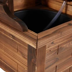 JOMEED Outdoor Decorative Rustic Farmhouse Wooden Wishing Well Water Fountain With Adjustable Flow Rate And 120 Volt Pump, Natural Carbonized Finish -Sunnydaze Decor Store GUEST 53fc98db 876d 45a4 a895 ff7a26300055