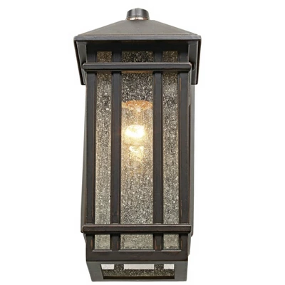 Kathy Ireland Sierra Craftsman Mission Outdoor Wall Light Fixtures Set Of 2 Rubbed Bronze 10 1/2" Seedy Glass Panels For Post Exterior Light Barn Deck 7 Kathy Ireland Sierra Craftsman Mission Outdoor Wall Light Fixtures Set Of 2 Rubbed Bronze 10 1/2" Seedy Glass Panels For Post Exterior Light Barn Deck - Image 5