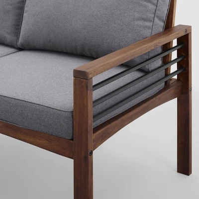 Saybrook Modern Metal And Wood Patio Loveseat - Gray/Dark Brown - Saracina Home 9 Saybrook Modern Metal And Wood Patio Loveseat - Gray/Dark Brown - Saracina Home - Image 7