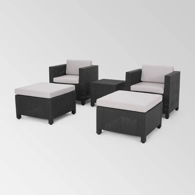 Waverly 5pc Faux Wicker Chat Set Dark Gray/Gray - Christopher Knight Home 3 Waverly 5pc Faux Wicker Chat Set Dark Gray/Gray - Christopher Knight Home