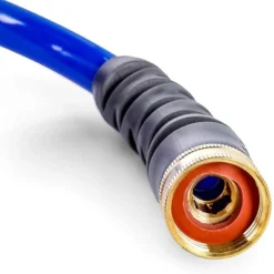 Camco 20' Self Coiling Water Hose With Brass Fittings And 1.5" ID For Marine Use, Cleaning, Car Washing And Gardening, Blue -Sunnydaze Decor Store GUEST 55464b6f 8da9 45fa 9d1d a0526fbca76c