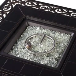 5pc Outdoor Dining Set With 42" Aluminum Square Damask Design Fire Table & Deep Seating Swivel Rocking Chairs - Oakland Living -Sunnydaze Decor Store GUEST 554e06cd 1190 47b8 aec0 2c15d53594b0