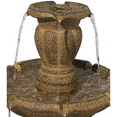 John Timberland Tuscan Garden Rustic 3 Tier Basin Outdoor Floor Water Fountain 41 1/2" For Yard Backyard Garden Patio Home Deck Porch House Exterior 4 John Timberland Tuscan Garden Rustic 3 Tier Basin Outdoor Floor Water Fountain 41 1/2" For Yard Backyard Garden Patio Home Deck Porch House Exterior - Image 2