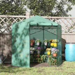 Outsunny Walk-in Greenhouse Outdoor 3 Tier 10 Shelf Warm House Garden Hexagonal Hot House With Roll-Up Zipper Door & Steel Frame -Sunnydaze Decor Store GUEST 55e18586 1d9f 4777 9aa0 8efc551292ea