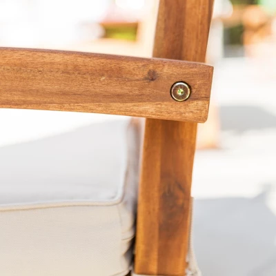 Acacia Wood X-Back Love Seat With Cushions Brown - Saracina Home 7 Acacia Wood X-Back Love Seat With Cushions Brown - Saracina Home - Image 5