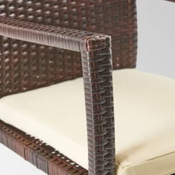 Villa 9pc Wood And Wicker Expandable Dining Set Brown And Cream - Christopher Knight Home -Sunnydaze Decor Store GUEST 56110cf1 6c57 43ad bb4f 3902dcce80a5