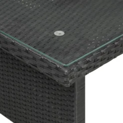 6pc Wicker Patio Conversation Set With Glass Table Ottomans & Cushions - Black/Dark Gray - GODEER -Sunnydaze Decor Store GUEST 562def2d afaf 4366 86e0 33c1e6d40137