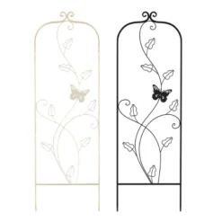 Garden Trellis-For Climbing Plants- 46-Inch White Decorative Leafy Vine & Butterfly Metal Panel-For Roses, Vegetable Plants & Flowers By Pure Garden -Sunnydaze Decor Store GUEST 5633bd23 5512 4d4a b8b3 368264f10ce2