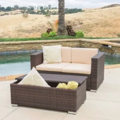 Murano 4pc Wicker Patio Sofa Set - Brown - Christopher Knight Home -Sunnydaze Decor Store GUEST 5645d5d8 da48 4e09 b605 aa3ba597a459