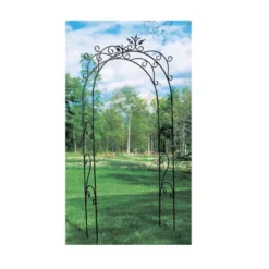Achla Designs 113" Elegant Handcrafted Tuileries Iron Garden Arbor Graphite Powder Coated Finish -Sunnydaze Decor Store GUEST 564f71bb acf5 4112 8511 6f9012121982