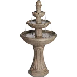 John Timberland Farron Rustic 3 Tier Basin Outdoor Floor Water Fountain With LED Light 46" For Yard Garden Patio Home Deck Porch Exterior Balcony Roof -Sunnydaze Decor Store GUEST 576a4c65 1b0b 4c43 9bc0 55ef8fca6c26