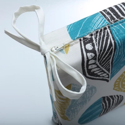 18" X 45" Leaf Block Outdoor/Indoor Bench Cushion Teal/Citron - Pillow Perfect 4 18" X 45" Leaf Block Outdoor/Indoor Bench Cushion Teal/Citron - Pillow Perfect - Image 2