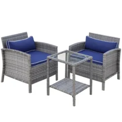 Outsunny 3 Pcs Rattan Wicker Bistro Set With Soft Cushions, Outdoor Conversation Coffee Sets With Glass Table Top And Open Storage Shelf For Patio, Backyard, Garden 17 Outsunny 3 Pcs Rattan Wicker Bistro Set With Soft Cushions, Outdoor Conversation Coffee Sets With Glass Table Top And Open Storage Shelf For Patio, Backyard, Garden -Sunnydaze Decor Store GUEST 57cc1a7c 3b57 4fa5 9020 d07187900c7f