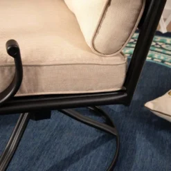 5pc Outdoor Dining Set With Swivel Chairs With Seat & Back Cushions & Square Metal Table With Umbrella Hole - Captiva Designs -Sunnydaze Decor Store GUEST 57f0d479 8b34 40b0 a79b feaf66d1668f