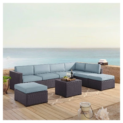 Biscayne 6pc All-Weather Wicker Patio Seating Set - Mist - Crosley 5 Biscayne 6pc All-Weather Wicker Patio Seating Set - Mist - Crosley - Image 3
