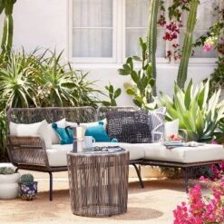 Latigo Patio Sectional Gray/Brown/Linen - Opalhouse™ -Sunnydaze Decor Store GUEST 58c62a04 f1e9 49d0 af85 6fa1cf870e49