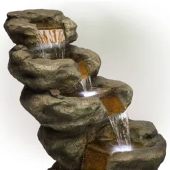 48" Resin Outdoor Multi-Tier Pristine Waterfall Fountain With LED Lights Dark Moss Green - Alpine Corporation 10 48" Resin Outdoor Multi-Tier Pristine Waterfall Fountain With LED Lights Dark Moss Green - Alpine Corporation -Sunnydaze Decor Store GUEST 58eeaf56 84d5 4329 8ef8 cf976510a669