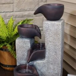 Sunnydaze Decor Sunnydaze Outdoor Polyresin Solar Powered Aged Tiered Vessels Water Fountain With Battery Backup - 29" -Sunnydaze Decor Store GUEST 592f384f a78c 4fb9 b797 25b2251a63a2