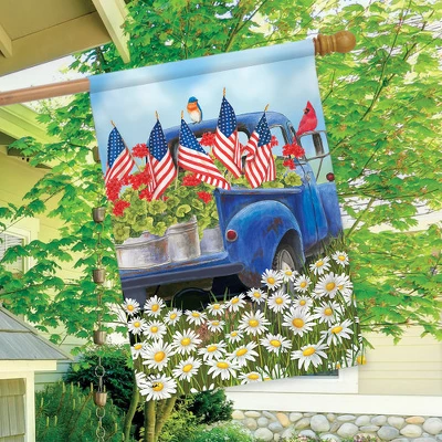All American Truck Spring House Flag Patriotic Floral 28" X 40" Briarwood Lane 4 All American Truck Spring House Flag Patriotic Floral 28" X 40" Briarwood Lane - Image 2