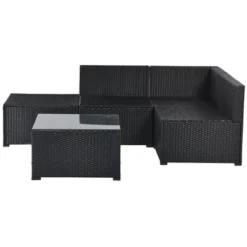 5pc Wicker Patio Sectional Seating Set With Cushions - Black/Blue - GODEER 31 5pc Wicker Patio Sectional Seating Set With Cushions - Black/Blue - GODEER -Sunnydaze Decor Store GUEST 5a4dfaef 2f66 44e0 b16a ccaa93103031