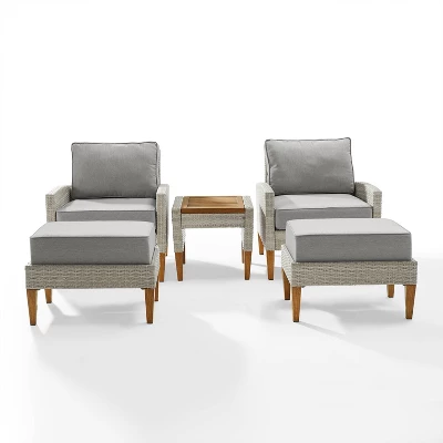 Capella 5pc Outdoor Wicker Chair Set - Gray - Crosley 5 Capella 5pc Outdoor Wicker Chair Set - Gray - Crosley - Image 3