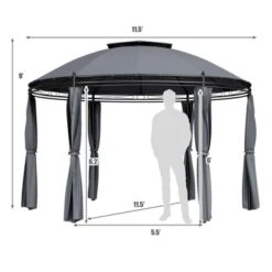 Tangkula 11.5'Outdoor Patio Round Dome Gazebo Canopy Shelter Double Roof Steel Gray 13 Tangkula 11.5'Outdoor Patio Round Dome Gazebo Canopy Shelter Double Roof Steel Gray -Sunnydaze Decor Store GUEST 5ad6b7ce f481 4019 bfac f381a526022e