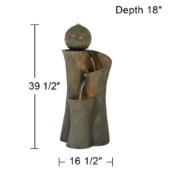 John Timberland Modern Sphere Curve Zen Outdoor Floor Water Fountain 39 1/2" With LED Light For Exterior Garden Yard Lawn -Sunnydaze Decor Store GUEST 5b3cd70c eb1d 4aa8 96df 0b7e66311b0d