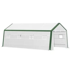 Outsunny 20' X 10' X 8' Heavy-duty Greenhouse, Walk-in Hot House With Windows And Roll Up Door, PE Cover, Steel Frame -Sunnydaze Decor Store GUEST 5c508594 a65e 4e7f 9388 5441ec7ff2f7