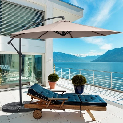 Costway 10 FT Patio Offset Umbrella W/8 Ribs Cross Base Tilt 3 Costway 10 FT Patio Offset Umbrella W/8 Ribs Cross Base Tilt