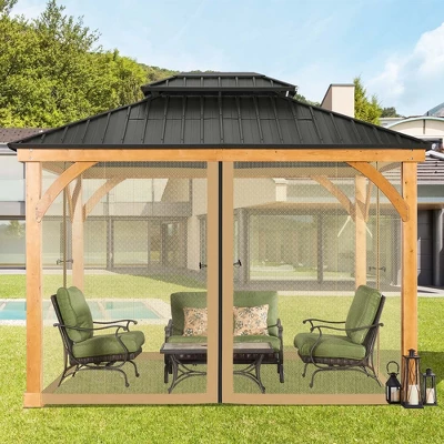 Aoodor Gazebo Netting Black 12' X 10' Polyester Screen Replacement 4 Panel Sidewalls For Patio (Only Netting) 9 Aoodor Gazebo Netting Black 12' X 10' Polyester Screen Replacement 4 Panel Sidewalls For Patio (Only Netting) - Image 7