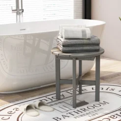 Costway Patio 18'' Adirondack Round Side Table All Weather HDPE End Table Outdoor Grey -Sunnydaze Decor Store GUEST 5caafc55 4205 4219 9080 9788e4e849b8