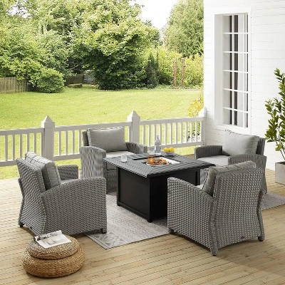 Bradenton 5pc Wicker Conversation Set With Fire Table - Gray - Crosley 7 Bradenton 5pc Wicker Conversation Set With Fire Table - Gray - Crosley - Image 5