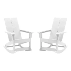 Merrick Lane Set Of 2 Wellington UV Treated All-Weather Polyresin Adirondack Rocking Chair For Patio, Sunroom, Deck And More -Sunnydaze Decor Store GUEST 5d6b3b36 10fb 4ea9 b5ea 3f9386f0d892 1