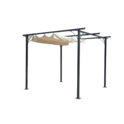 10' Retractable Roman Shade Pergola Canopy - Blue Wave -Sunnydaze Decor Store GUEST 5d9b43fa eadb 45ab 8f50 dcad25826f4f