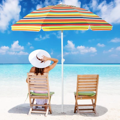 Costway 6.5Ft Patio Beach Sunshade Umbrella Portable Tilt Outdoor Yellowith Green/Navy/Blue 3 Costway 6.5Ft Patio Beach Sunshade Umbrella Portable Tilt Outdoor Yellowith Green/Navy/Blue