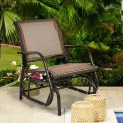 Costway Outdoor Single Swing Glider Rocking Chair Armrest Garden Porch Backyard GreyBrown 20 Costway Outdoor Single Swing Glider Rocking Chair Armrest Garden Porch Backyard GreyBrown -Sunnydaze Decor Store GUEST 5e70f776 172a 4b6b 8744 679f0082c5fc